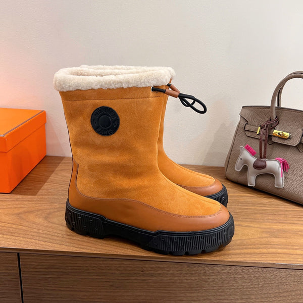 HM 26S Journey Botines 4cm Tan Suede Shearling 110583