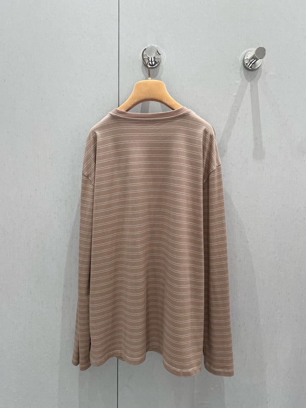 Miu Miu 25 Striped Long-sleeved T-shirt Brown Cotton 211207