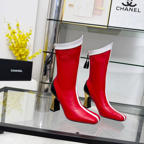 CC 26 FW Ankle Boots 8.5cm Red White Sheepskin 919942