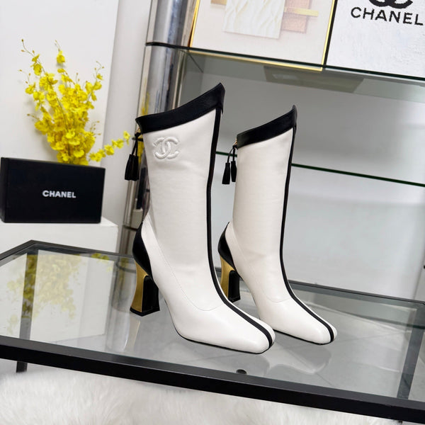 CC 26 FW Ankle Boots 8.5cm Black White Sheepskin 919945