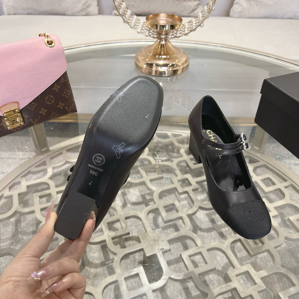 mary janes 60 double buckle black calfskin grosgrain