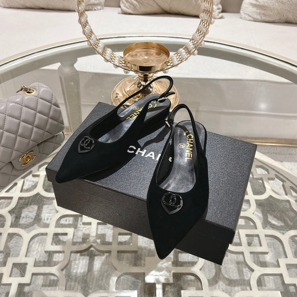 CC 25C Slingback Flats Black Suede 213332
