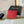 Pra Gold Logo-Stamp Card Holder Red Saffiano Leather