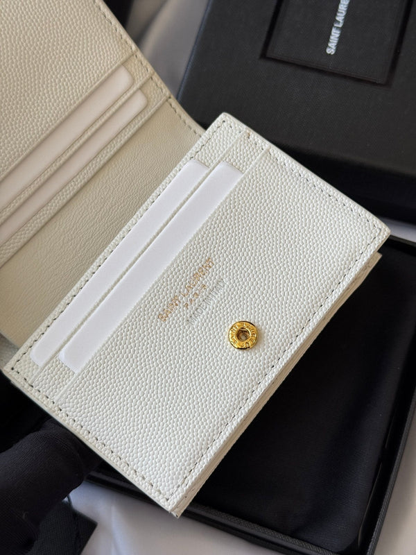 YSL Wallet White Gold Cowhide 240578