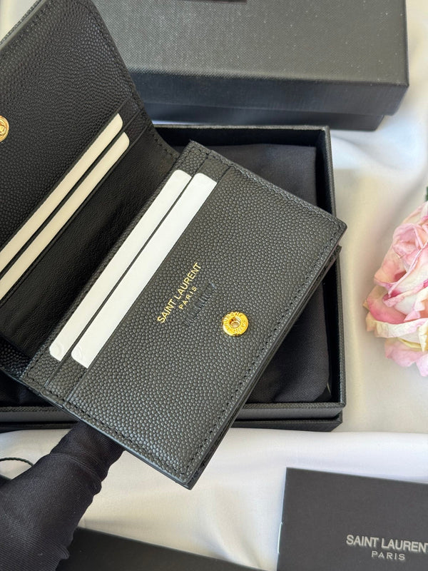 YSL Wallet Black Gold Cowhide 240572