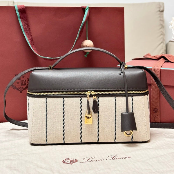 LP Extra Pouch L27 Dark Brown Calfskin Linen 282227