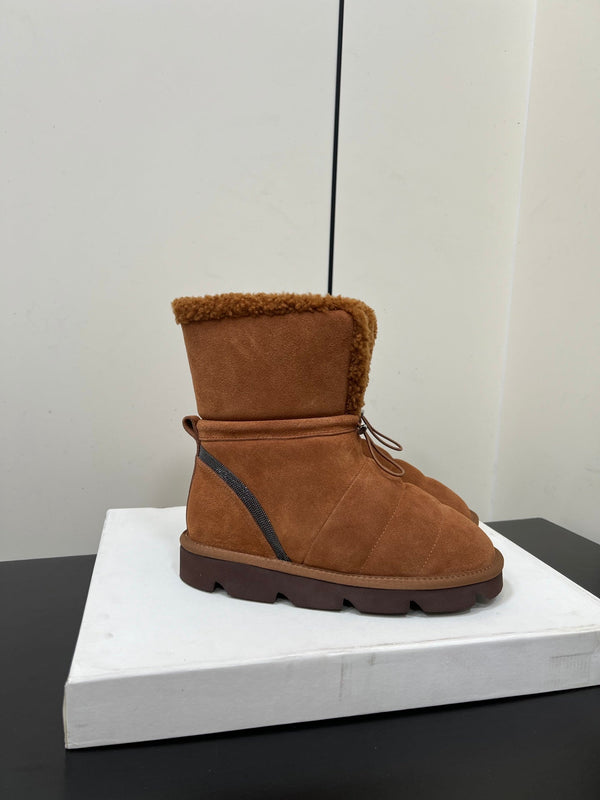 Brunello Cucinelli Snow Boots Brown Suede 619501