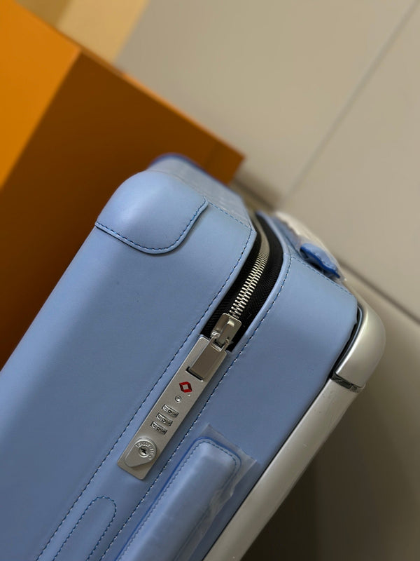 LV 2025 Horizon 55 Suitcase Sky Blue Canvas Cowhide 273840