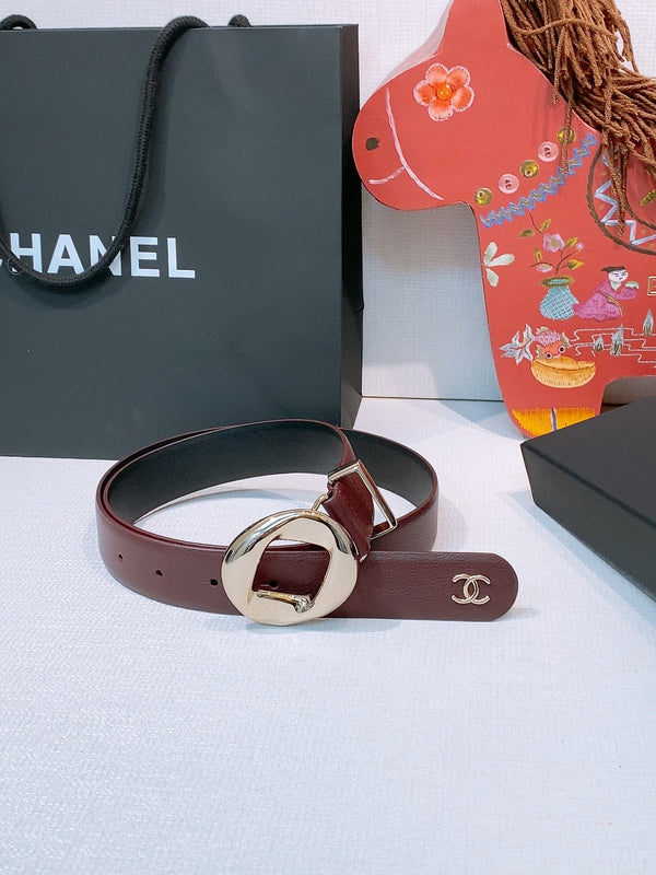 CC Pre 26s Belt 3.0cm Burgundy Light Gold Calfskin 203375