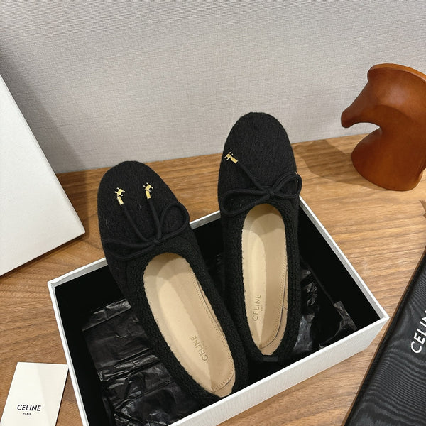 Celine 25 Ballet Flat Black Blend Knitted Wool 541479