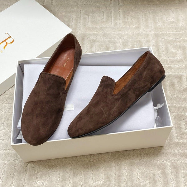The Row 2025 Tipi Loafer Dark Brown Suede 541526