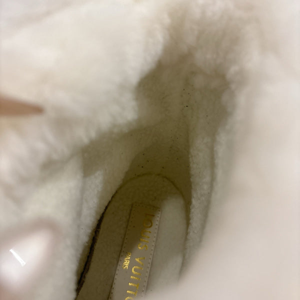 LV 2026 Cortina Ankle Boot Silver Beige White Silver Sequin Wool 594926