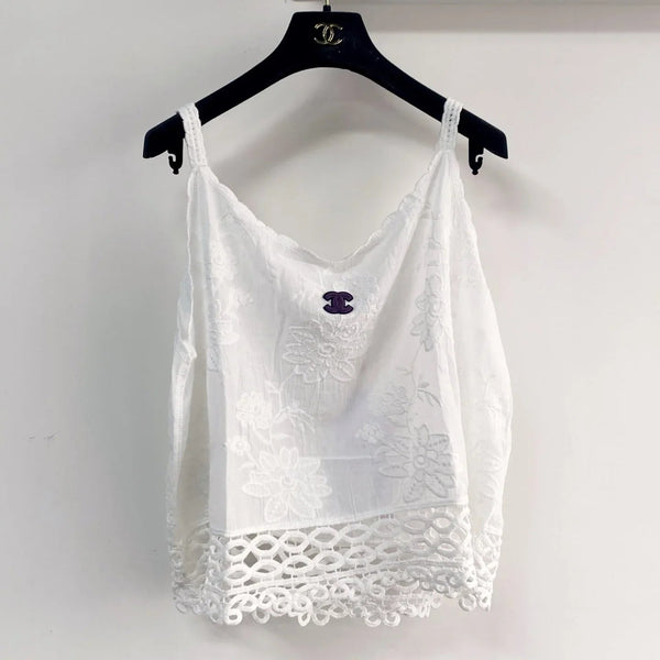 Chanel 2026 Flower Camisole White Cotton Nylon