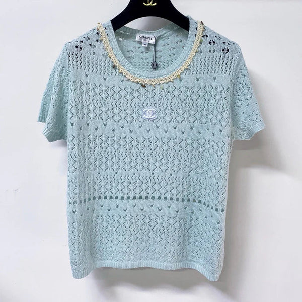 CC 2026 Blue Knitted Short-Sleeved Top Cotton 479942