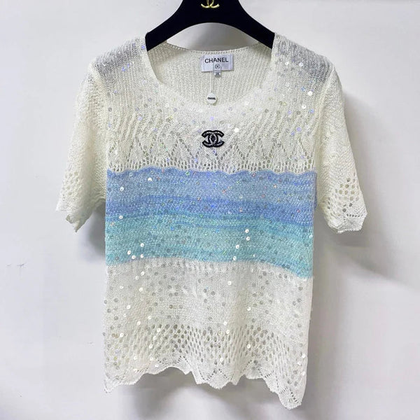 CC 2026 Short-Sleeved Shirt Blue White Wool 479938