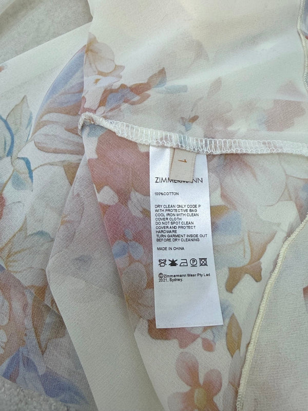 Zimmermann Awaken Frilled Slip Dress Spliced Print Cotton 347332