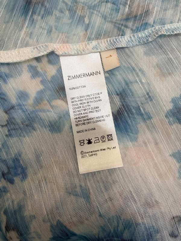 Zimmermann Alisa Dress Blue Floral Cotton 347322