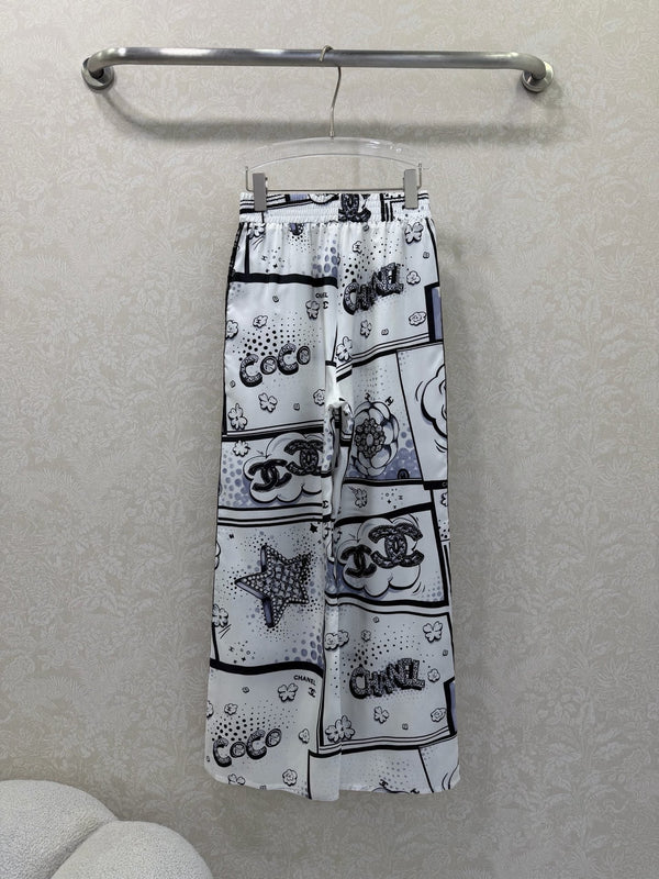 CC Straight Leg Pants Printed Silk 353066
