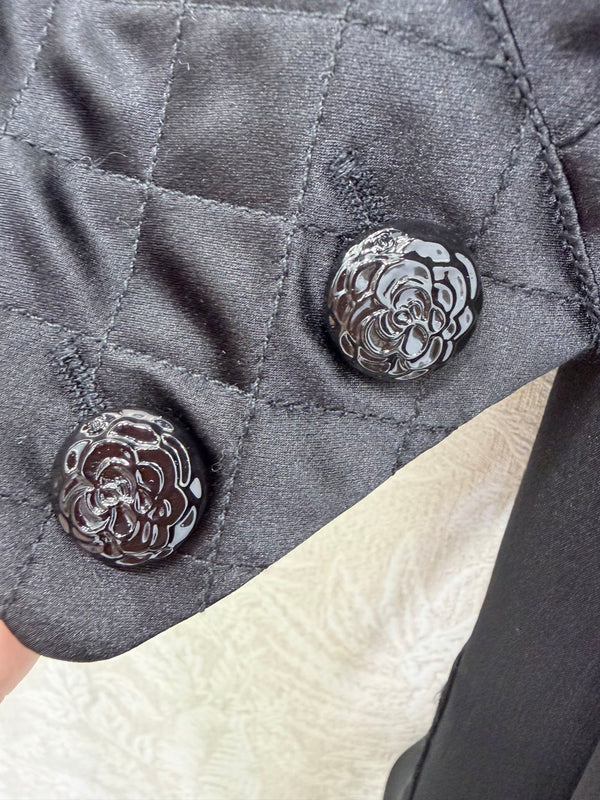 CC Collar Diamond Pattern Shirt Black Silk 353060