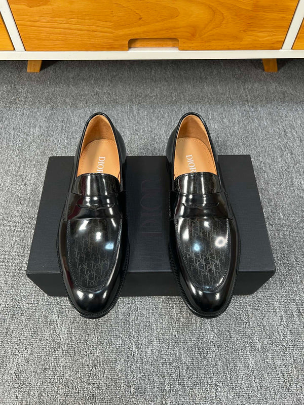 CD GRANVILLE LOAFER  GLOSSY BLACK MONOGRAM LAMBSKIN