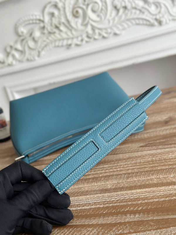 HM Berlingot Shoulder Bag Teal Blue Epsom Leather 270323