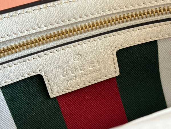 Gucci Emblem Mini Shoulder Bag Beige Canvas Leather 244542