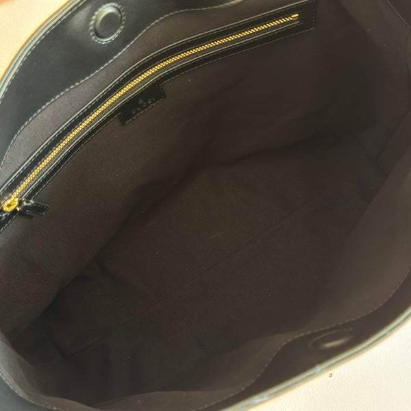 GG Beatrix Large Tote Bag Black Smooth Leather GHW 272128