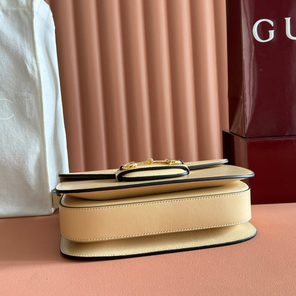 GG 2025 Horsebit Bag 25cm Beige Calfskin 273711