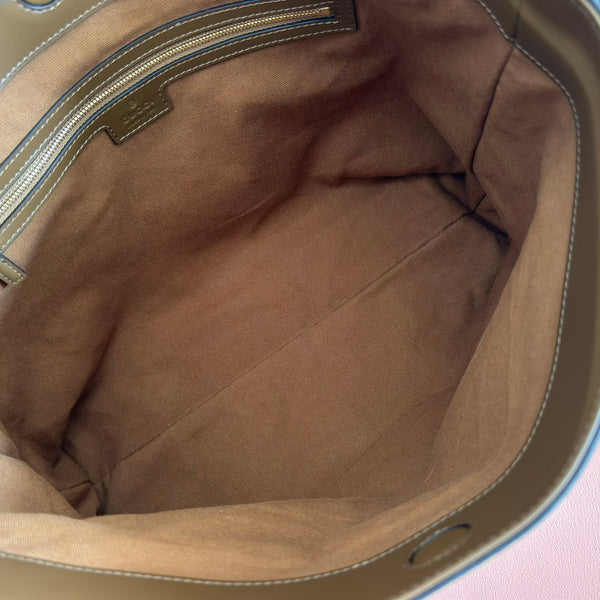 GG Beatrix Medium Tote Bag Brown Suede GHW