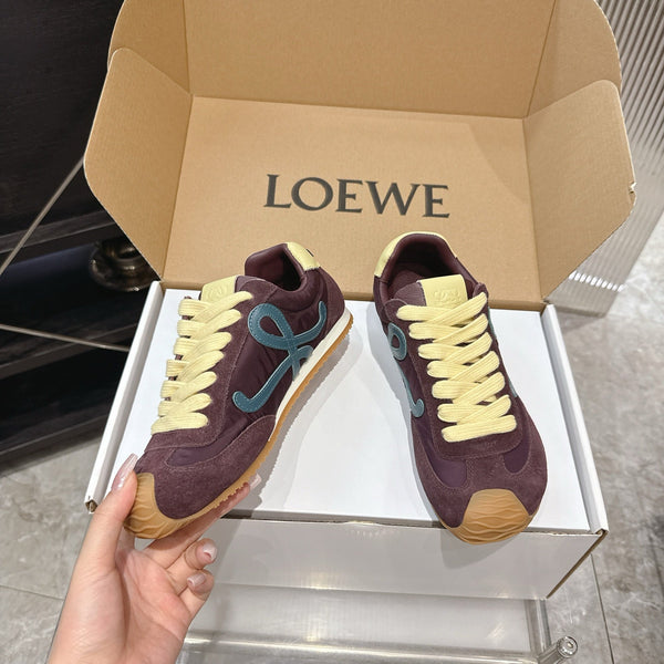 LOEW 26s Ballet Runner 2.0 Burgundy Yellow Suede Sheepskin 683932