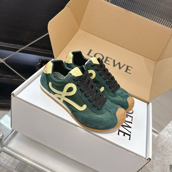 LOEW 26s Ballet Runner 2.0 Teal Green Yellow Suede Sheepskin 683936