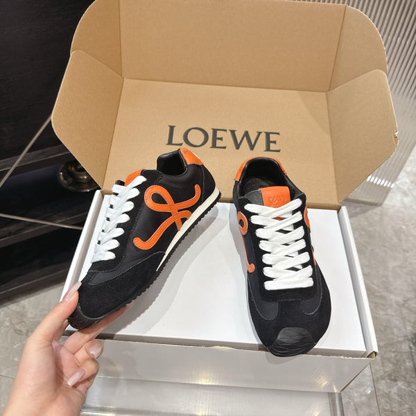 LOEW 26s Ballet Runner 2.0 Black Orange Suede Sheepskin 683937