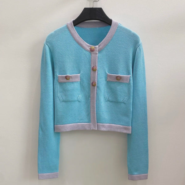 CC 26s Cropped Cardigan Lavender Pastel Blue Wool 423121
