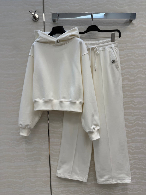 HM 26s Hoodie Sweatpants Set Off White Cotton Blend 429426