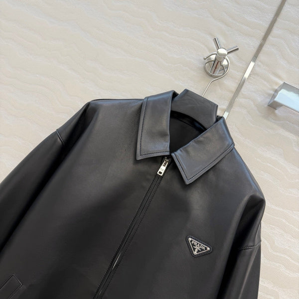 Prada Jacket Black Leather 341209
