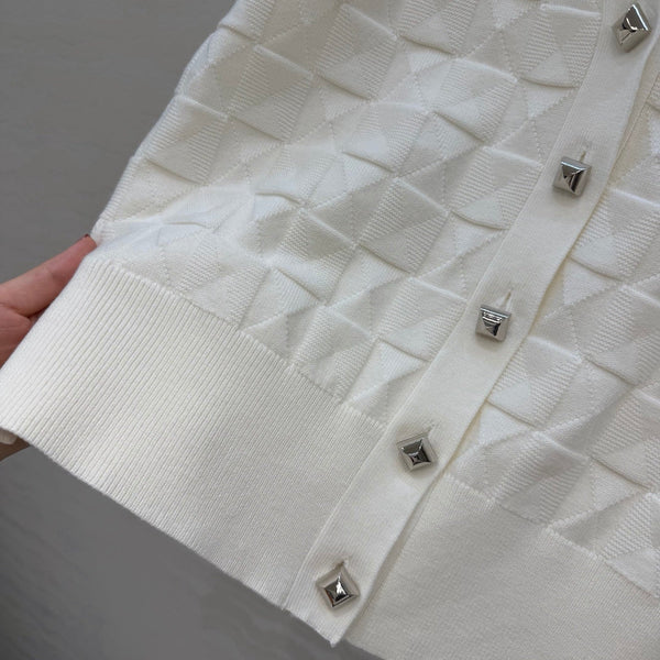 HM "Medor" Long-Sleeve Cardigan White Wool