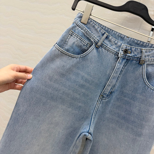 CC 26s Straight Leg Denim Jeans Light Blue Cotton 450804