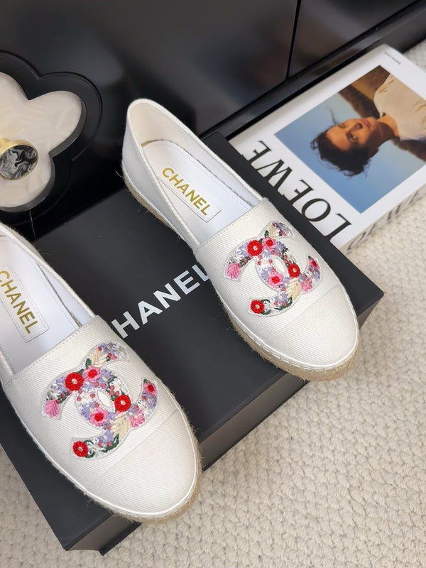 CC Loafer In White Canvas With Colorful Logo