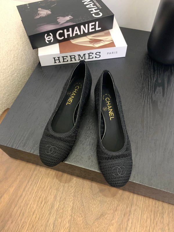 cc 25 ballet flat 50mm black raffia 288821