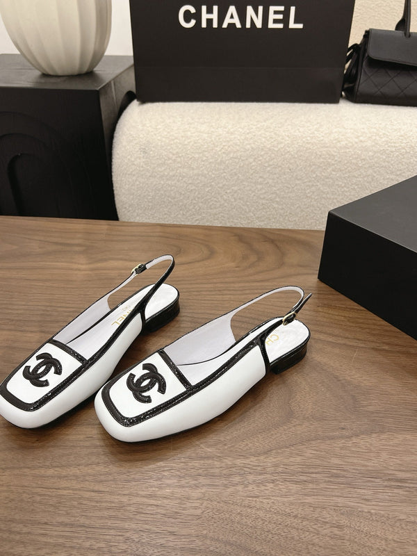 CC 26s Slingback Black White Lambskin Patent Leather 915317