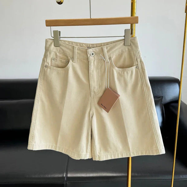 Miu 2026 Denim Shorts Beige Cotton 635724