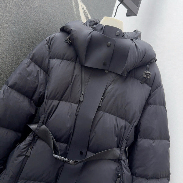 Burberry 25 Stand Collar Hooded Down Jacket Black Polyester