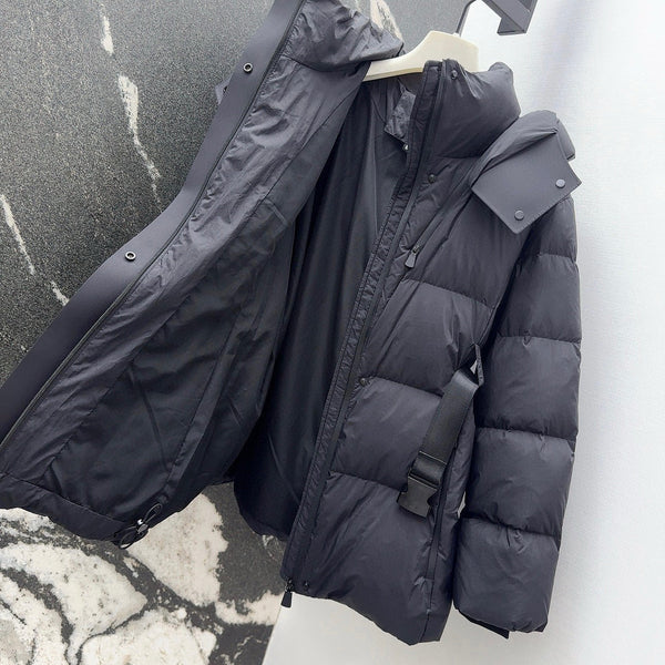 Burberry 25 Stand Collar Hooded Down Jacket Black Polyester