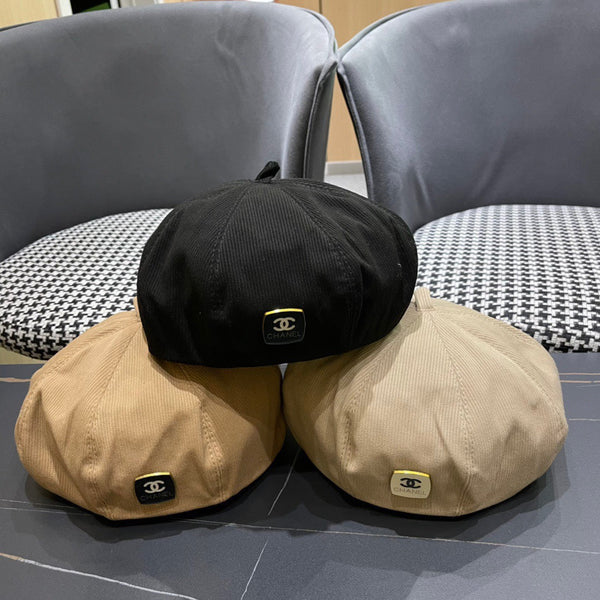 BERET HAT IN PEANUT BROWN CORDUROY 429843