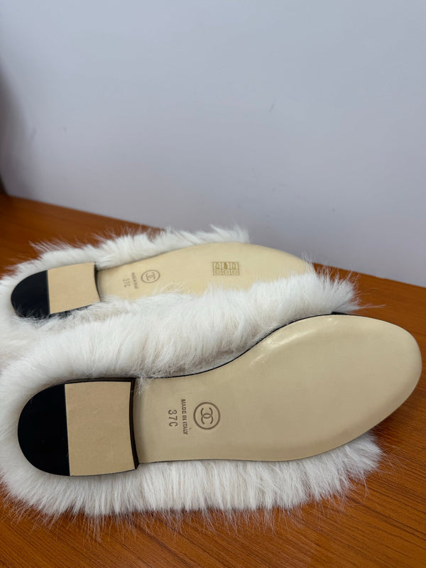 CC Coco Neige 25/26 Ballet Flats Black Suede White Furry
