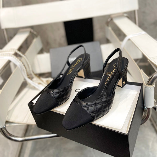 CC Stitched Slingback 6cm Black Sheepskin 817407