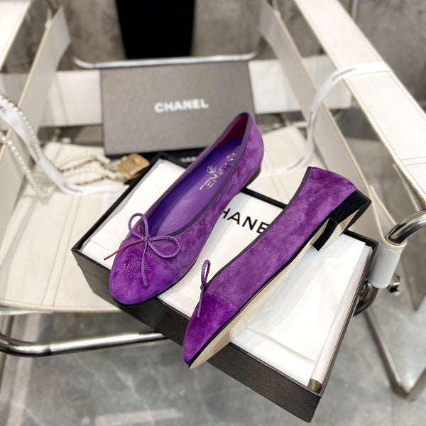 CC Bow Ballet Flats Purple Suede 818102