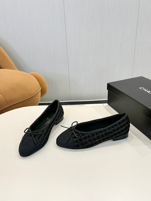 cc 25c ballet flat black tweed black grosgrain 233624