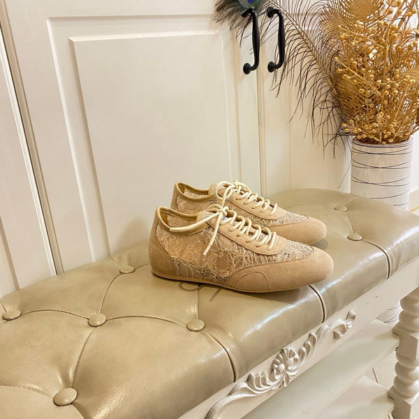 Jimmy Choo Sunny F Sneaker Beige Lace Leather 688247