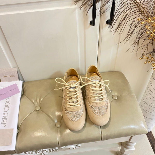 Jimmy Choo Sunny F Sneaker Beige Lace Leather 688247